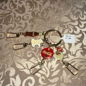 Coca Cola Keychain 4 Key Hold Enamel Charms 1998 Polar Bear Cute Gift